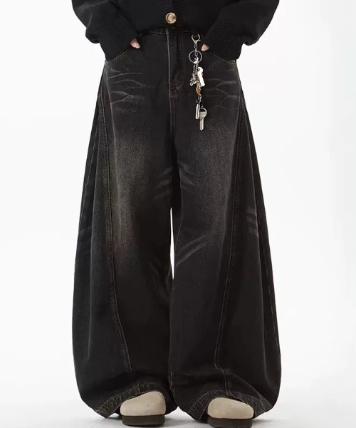 CELENA BEATS（セレナビーツ）の「ヴィンテージ ウォッシュ バルーン ワイド デニムパンツ（デニムパンツ・メンズ・ブラック/ブルー・S/L/M）」の6枚目の写真