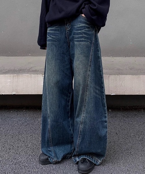 CELENA BEATS（セレナビーツ）の「ヴィンテージ ウォッシュ バルーン ワイド デニムパンツ（デニムパンツ・メンズ・ブラック/ブルー・S/L/M）」の8枚目の写真