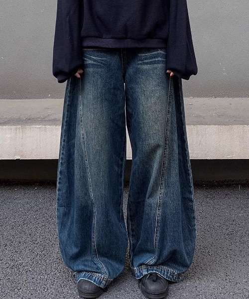 CELENA BEATS（セレナビーツ）の「ヴィンテージ ウォッシュ バルーン ワイド デニムパンツ（デニムパンツ・メンズ・ブラック/ブルー・S/L/M）」の10枚目の写真