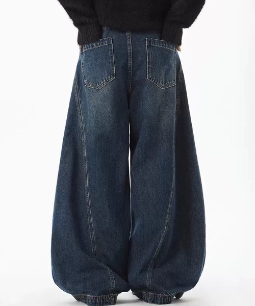 CELENA BEATS（セレナビーツ）の「ヴィンテージ ウォッシュ バルーン ワイド デニムパンツ（デニムパンツ・メンズ・ブラック/ブルー・S/L/M）」の12枚目の写真