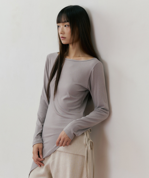 REORG(リオルグ)の「REF ROUND NECK OBLIQUE T-SHIRT DOVE(Tシャツ/カットソー・レディース・その他・FREE)」の1枚目の写真