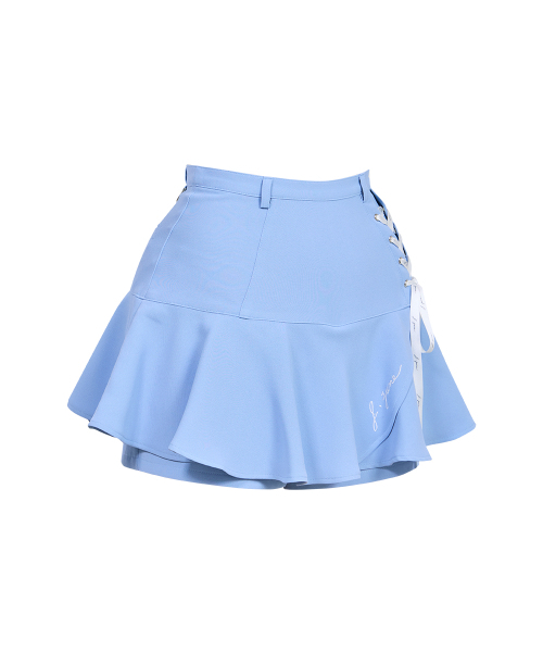 J.JANE(ジェイジェーン)の「レースアップフラワーキュロットパンツ (ブルー)(スカート・レディース・その他・S/M/XS)」の3枚目の写真