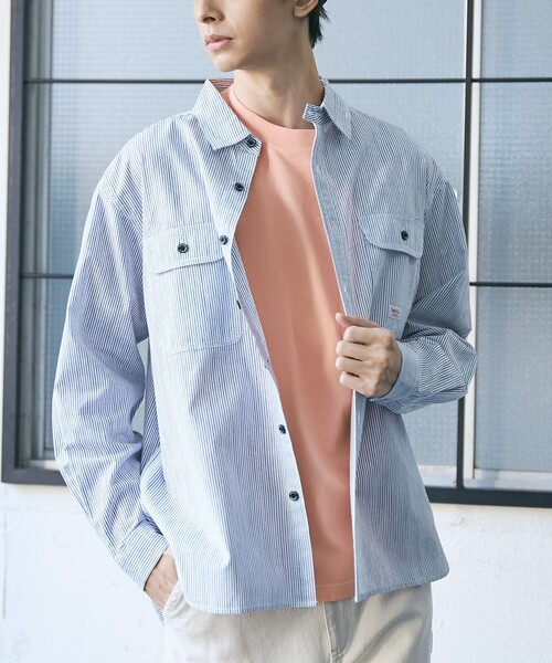 SMITH'S（スミス）の「SMITH’S（スミス）別注ロングスリーブワークシャツ（シャツ/ブラウス・メンズ・ホワイト/オフホワイト/その他1/コバルトブルー・S/M/L/XL）」の2枚目の写真