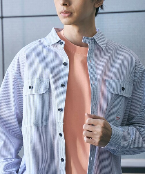 SMITH'S（スミス）の「SMITH’S（スミス）別注ロングスリーブワークシャツ（シャツ/ブラウス・メンズ・ホワイト/オフホワイト/その他1/コバルトブルー・S/M/L/XL）」の9枚目の写真