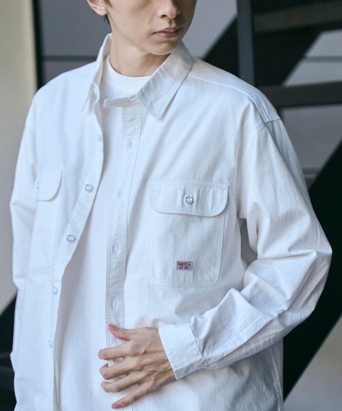 SMITH'S（スミス）の「SMITH’S（スミス）別注ロングスリーブワークシャツ（シャツ/ブラウス・メンズ・ホワイト/オフホワイト/その他1/コバルトブルー・S/M/L/XL）」の15枚目の写真