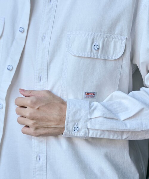 SMITH'S（スミス）の「SMITH’S（スミス）別注ロングスリーブワークシャツ（シャツ/ブラウス・メンズ・ホワイト/オフホワイト/その他1/コバルトブルー・S/M/L/XL）」の16枚目の写真