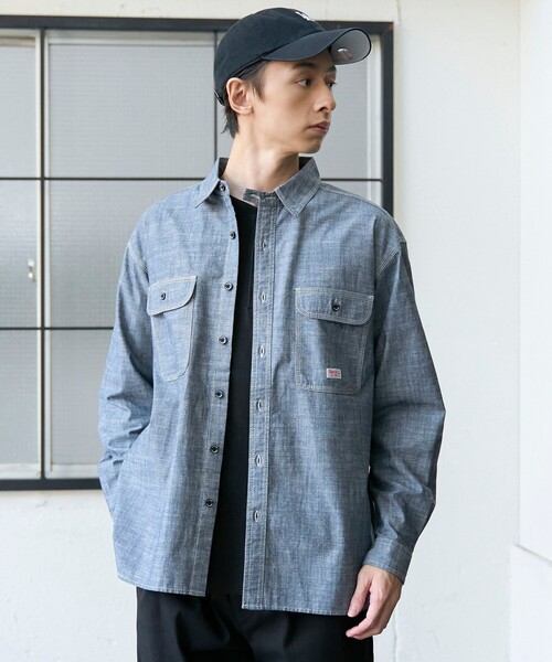 SMITH'S（スミス）の「SMITH’S（スミス）別注ロングスリーブワークシャツ（シャツ/ブラウス・メンズ・ホワイト/オフホワイト/その他1/コバルトブルー・S/M/L/XL）」の19枚目の写真