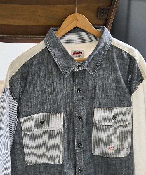 SMITH'S(スミス)の「SMITH’S(スミス)別注ロングスリーブワークシャツ(シャツ/ブラウス・メンズ・ホワイト/オフホワイト/その他1/コバルトブルー・S/M/L/XL)」の11枚目の写真
