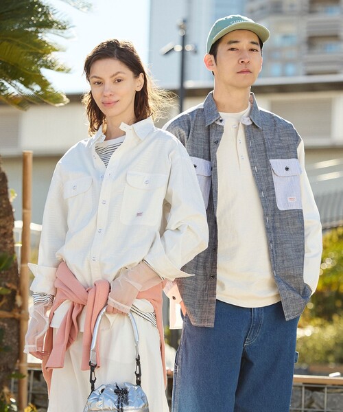 SMITH'S(スミス)の「SMITH’S(スミス)別注ロングスリーブワークシャツ(シャツ/ブラウス・メンズ・ホワイト/オフホワイト/その他1/コバルトブルー・S/M/L/XL)」の13枚目の写真