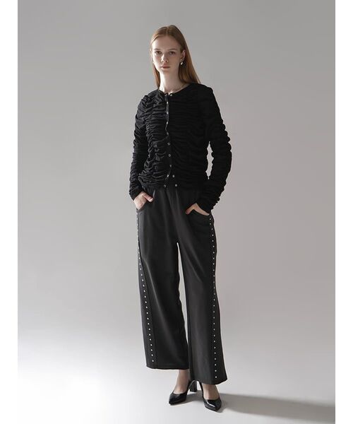 :ETHROF(イーサオブ)の「SHEER GATHER CREW NECK CARDIGAN(Tシャツ/カットソー・レディース・ホワイト/ブラック・FREE)」の22枚目の写真