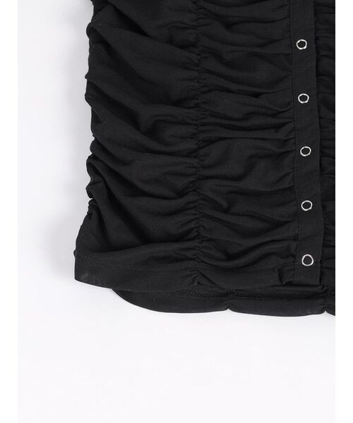 :ETHROF(イーサオブ)の「SHEER GATHER CREW NECK CARDIGAN(Tシャツ/カットソー・レディース・ホワイト/ブラック・FREE)」の8枚目の写真