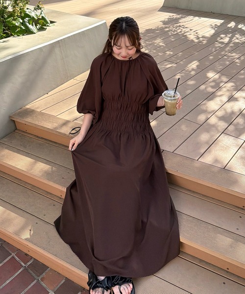 OLUN(オルン)の「2-way waist gathered onepiece/2wayウエストギャザーワンピース(ワンピース・レディース・アイボリー/ブラウン/ブラック・FREE/X-SMALL/SMALL)」の12枚目の写真