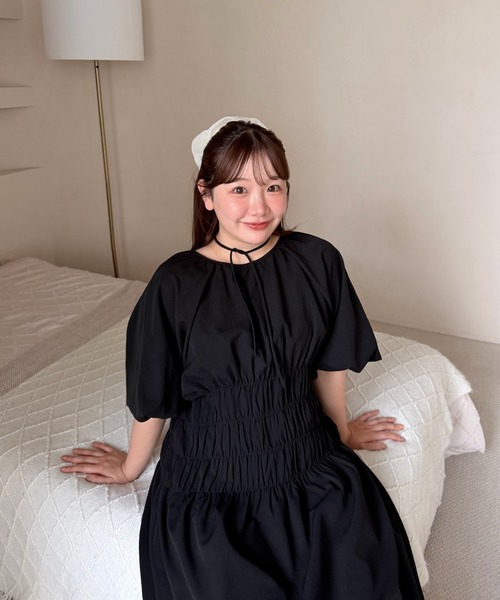 OLUN(オルン)の「2-way waist gathered onepiece/2wayウエストギャザーワンピース(ワンピース・レディース・アイボリー/ブラウン/ブラック・FREE/X-SMALL/SMALL)」の4枚目の写真