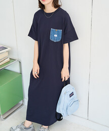 限定展開 Lee × FREAK'S STORE/リー 別注 デニムポケット 半袖 ワンピース(Tシャツワンピース)
