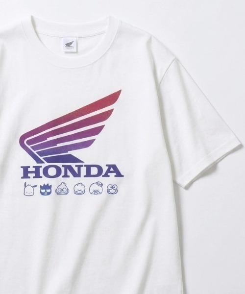 sanrio（サンリオ）の「2026SS HONDA×sanrio/ホンダ×サンリオ はぴだんぶい フロント バックプリント 半袖Tシャツ レディース メンズ（Tシャツ/カットソー・レディース・ブラック/ブルーグリーン/ブラック系その他/アッシュグレー/セージグリーン/ネイビー/ベージュ/ホワイト・M/L/LL）」の2枚目の写真