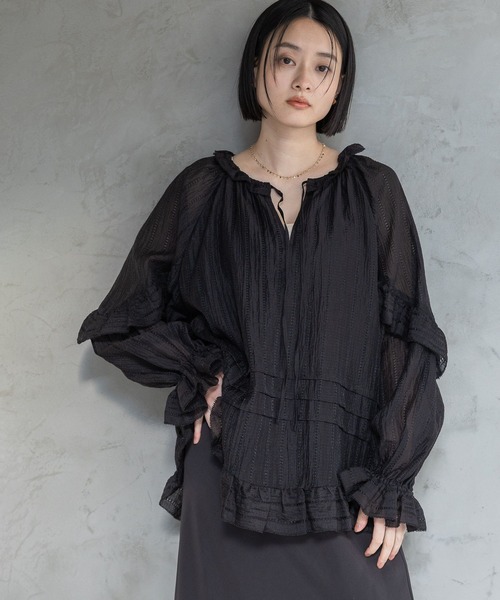 A part by（アパートバイ）の「Babyフリルブラウス（シャツ/ブラウス・レディース・ライトピンク/ブラック/オフホワイト・FREE）」の20枚目の写真