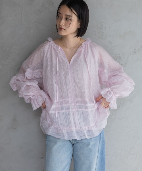 A part by（アパートバイ）の「Babyフリルブラウス（シャツ/ブラウス・レディース・ライトピンク/ブラック/オフホワイト・FREE）」の13枚目の写真