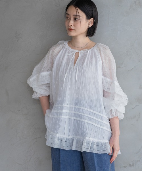 A part by（アパートバイ）の「Babyフリルブラウス（シャツ/ブラウス・レディース・ライトピンク/ブラック/オフホワイト・FREE）」の6枚目の写真