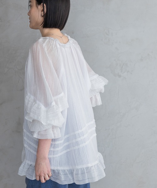 A part by（アパートバイ）の「Babyフリルブラウス（シャツ/ブラウス・レディース・ライトピンク/ブラック/オフホワイト・FREE）」の8枚目の写真