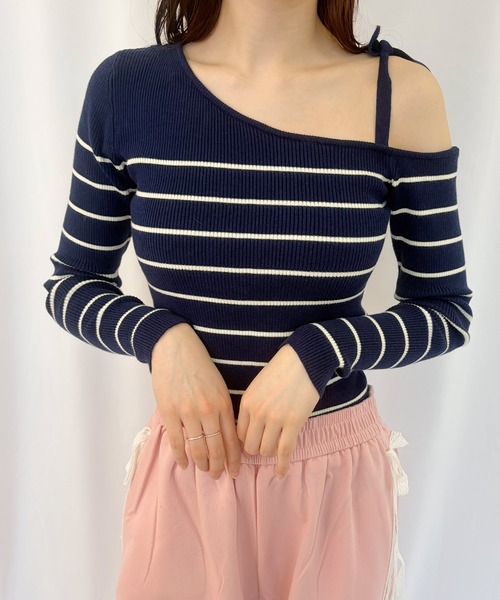frunco(フランコ)の「【ZOZOTOWN限定】ワンショルダーボーダーニット(ニット/セーター・レディース・ネイビー/ホワイト/ブルー・FREE)」の11枚目の写真