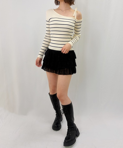 frunco(フランコ)の「【ZOZOTOWN限定】ワンショルダーボーダーニット(ニット/セーター・レディース・ネイビー/ホワイト/ブルー・FREE)」の7枚目の写真
