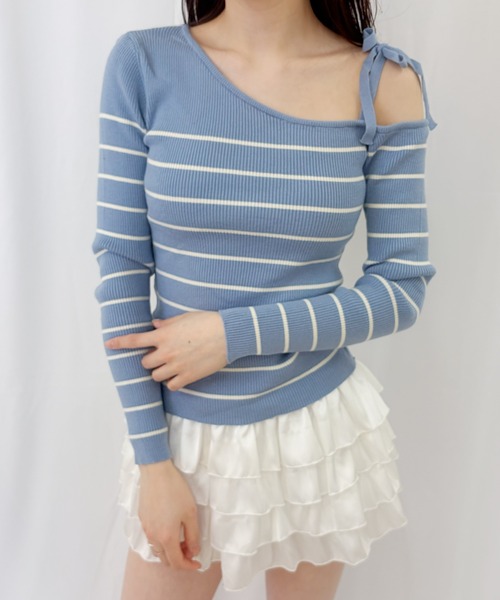 frunco(フランコ)の「【ZOZOTOWN限定】ワンショルダーボーダーニット(ニット/セーター・レディース・ネイビー/ホワイト/ブルー・FREE)」の16枚目の写真