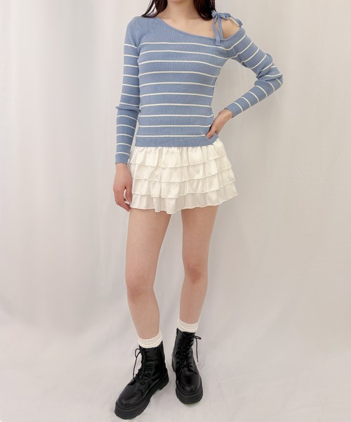 frunco(フランコ)の「【ZOZOTOWN限定】ワンショルダーボーダーニット(ニット/セーター・レディース・ネイビー/ホワイト/ブルー・FREE)」の19枚目の写真