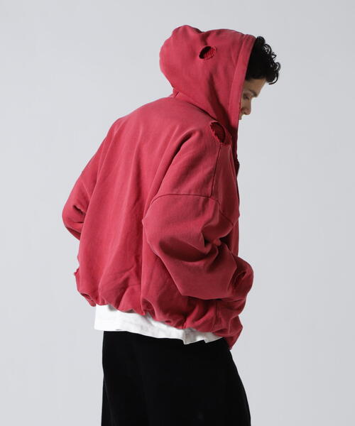 GEN_DAI(ゲンダイ)の「GEN_DAI/ゲンダイ/DAMEGE ZIP HOODIE(パーカー・メンズ・レッド/ブラック・0/1)」の9枚目の写真