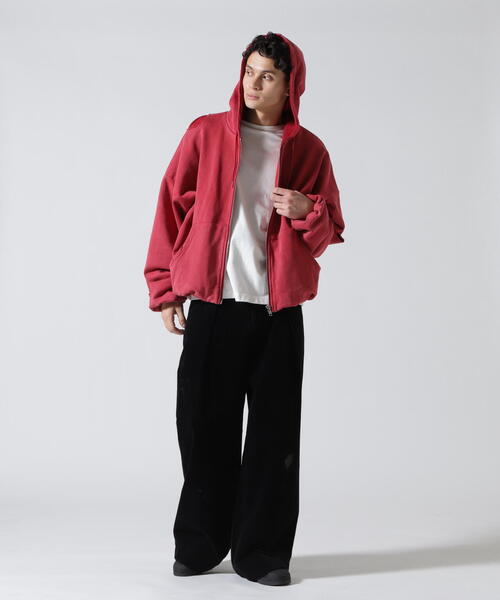 GEN_DAI(ゲンダイ)の「GEN_DAI/ゲンダイ/DAMEGE ZIP HOODIE(パーカー・メンズ・レッド/ブラック・0/1)」の6枚目の写真