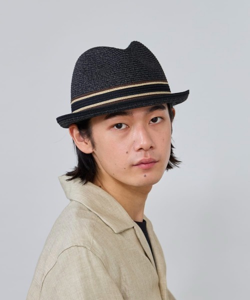 OVERRIDE(オーバーライド)の「OVERRIDE MIX BRAID FEDORA / オーバーライド(ハット・メンズ・ネイビー/ベージュ/ブラック・58cm/60cm/62cm)」の4枚目の写真