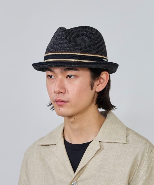 OVERRIDE(オーバーライド)の「OVERRIDE MIX BRAID FEDORA / オーバーライド(ハット・メンズ・ネイビー/ベージュ/ブラック・58cm/60cm/62cm)」の5枚目の写真