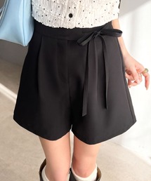 mily bilet（ミウィビレット）の「【mily bilet】シンプルじゃない、“ちょうどいい洒落感”。ウエストリボン付きハイウエストショートパンツ（その他パンツ）」