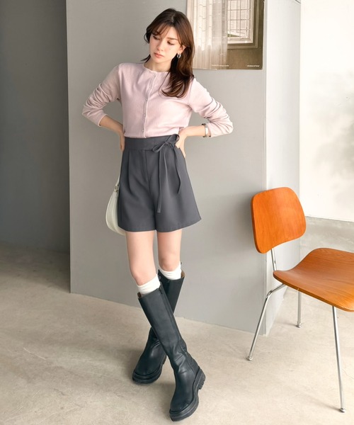 mily bilet(ミウィビレット)の「【mily bilet】シンプルじゃない、“ちょうどいい洒落感”。ウエストリボン付きハイウエストショートパンツ(その他パンツ・レディース・チャコールグレー/ブラック・LARGE/MEDIUM/SMALL/X-LARGE)」の16枚目の写真