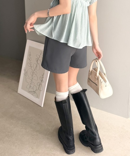 mily bilet(ミウィビレット)の「【mily bilet】シンプルじゃない、“ちょうどいい洒落感”。ウエストリボン付きハイウエストショートパンツ(その他パンツ・レディース・チャコールグレー/ブラック・LARGE/MEDIUM/SMALL/X-LARGE)」の19枚目の写真