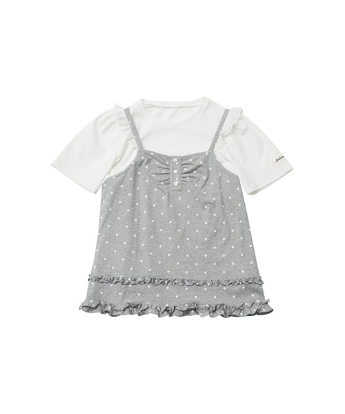 Lolime by mellfy memory(ロリミー バイ メルフィーメモリー)の「frill dot top layered set(アンサンブル・レディース・グレー/ピンク・LL/M)」の1枚目の写真