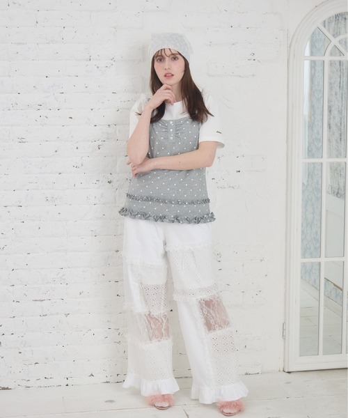Lolime by mellfy memory(ロリミー バイ メルフィーメモリー)の「frill dot top layered set(アンサンブル・レディース・グレー/ピンク・LL/M)」の4枚目の写真