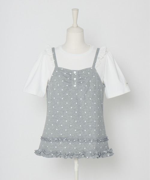 Lolime by mellfy memory(ロリミー バイ メルフィーメモリー)の「frill dot top layered set(アンサンブル・レディース・グレー/ピンク・LL/M)」の11枚目の写真