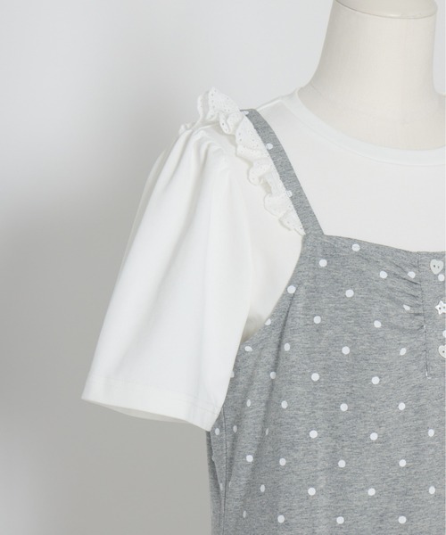 Lolime by mellfy memory(ロリミー バイ メルフィーメモリー)の「frill dot top layered set(アンサンブル・レディース・グレー/ピンク・LL/M)」の16枚目の写真