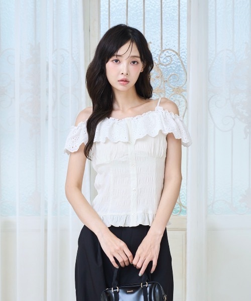 Lallana(ララーナ)の「3way Flill Cami Tops/3way フリルキャミトップス(その他トップス・レディース・ブラック/ネイビー/アイボリー・FREE)」の1枚目の写真