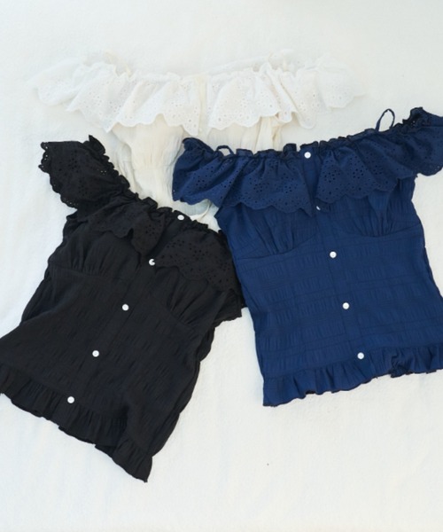 Lallana(ララーナ)の「3way Flill Cami Tops/3way フリルキャミトップス(その他トップス・レディース・ブラック/ネイビー/アイボリー・FREE)」の4枚目の写真