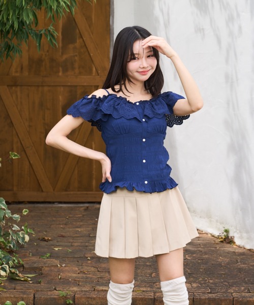 Lallana(ララーナ)の「3way Flill Cami Tops/3way フリルキャミトップス(その他トップス・レディース・ブラック/ネイビー/アイボリー・FREE)」の6枚目の写真