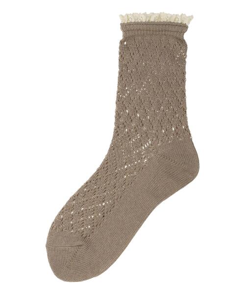 Samansa Mos2(サマンサ モスモス)の「レース付きメッシュソックス(ソックス/靴下・レディース・キナリ/モカ/ブラック・F)」の3枚目の写真