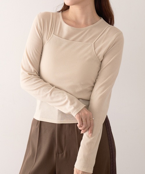 Healthknit(ヘルスニット)の「【Healthknit】26SS 3WAY Camisole & L/S Tee Set シアーロンT&キャミ 2点セット HR26S-L304(Tシャツ/カットソー・レディース・ライム/グレー/ライトベージュ・FREE)」の3枚目の写真