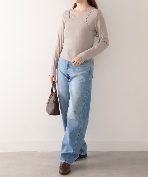 Healthknit(ヘルスニット)の「【Healthknit】26SS 3WAY Camisole & L/S Tee Set シアーロンT&キャミ 2点セット HR26S-L304(Tシャツ/カットソー・レディース・ライム/グレー/ライトベージュ・FREE)」の8枚目の写真