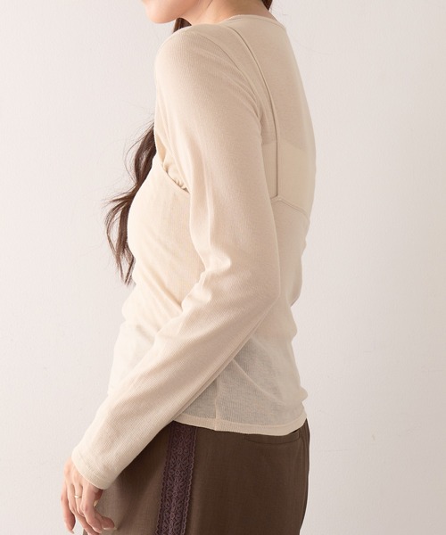 Healthknit(ヘルスニット)の「【Healthknit】26SS 3WAY Camisole & L/S Tee Set シアーロンT&キャミ 2点セット HR26S-L304(Tシャツ/カットソー・レディース・ライム/グレー/ライトベージュ・FREE)」の10枚目の写真