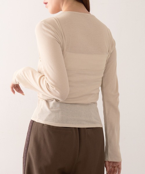 Healthknit(ヘルスニット)の「【Healthknit】26SS 3WAY Camisole & L/S Tee Set シアーロンT&キャミ 2点セット HR26S-L304(Tシャツ/カットソー・レディース・ライム/グレー/ライトベージュ・FREE)」の11枚目の写真