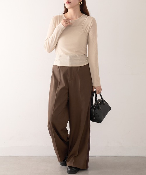 Healthknit(ヘルスニット)の「【Healthknit】26SS 3WAY Camisole & L/S Tee Set シアーロンT&キャミ 2点セット HR26S-L304(Tシャツ/カットソー・レディース・ライム/グレー/ライトベージュ・FREE)」の16枚目の写真