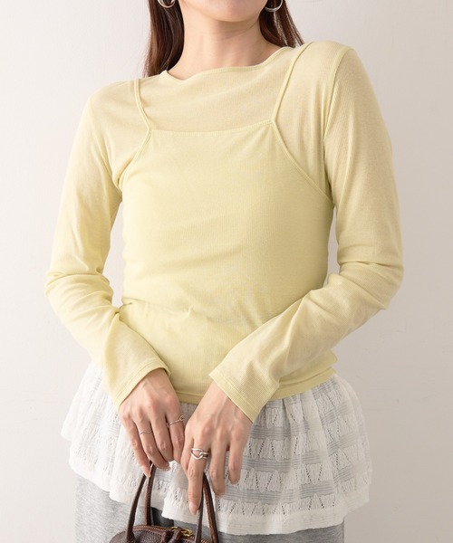 Healthknit(ヘルスニット)の「【Healthknit】26SS 3WAY Camisole & L/S Tee Set シアーロンT&キャミ 2点セット HR26S-L304(Tシャツ/カットソー・レディース・ライム/グレー/ライトベージュ・FREE)」の17枚目の写真