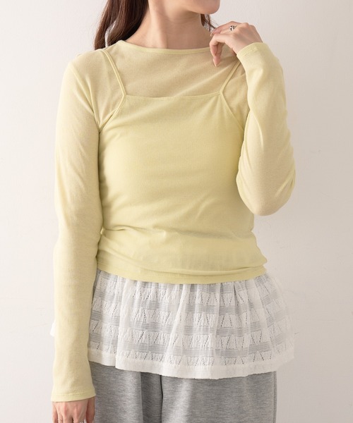 Healthknit(ヘルスニット)の「【Healthknit】26SS 3WAY Camisole & L/S Tee Set シアーロンT&キャミ 2点セット HR26S-L304(Tシャツ/カットソー・レディース・ライム/グレー/ライトベージュ・FREE)」の18枚目の写真
