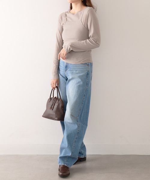 Healthknit(ヘルスニット)の「【Healthknit】26SS 3WAY Camisole & L/S Tee Set シアーロンT&キャミ 2点セット HR26S-L304(Tシャツ/カットソー・レディース・ライム/グレー/ライトベージュ・FREE)」の7枚目の写真
